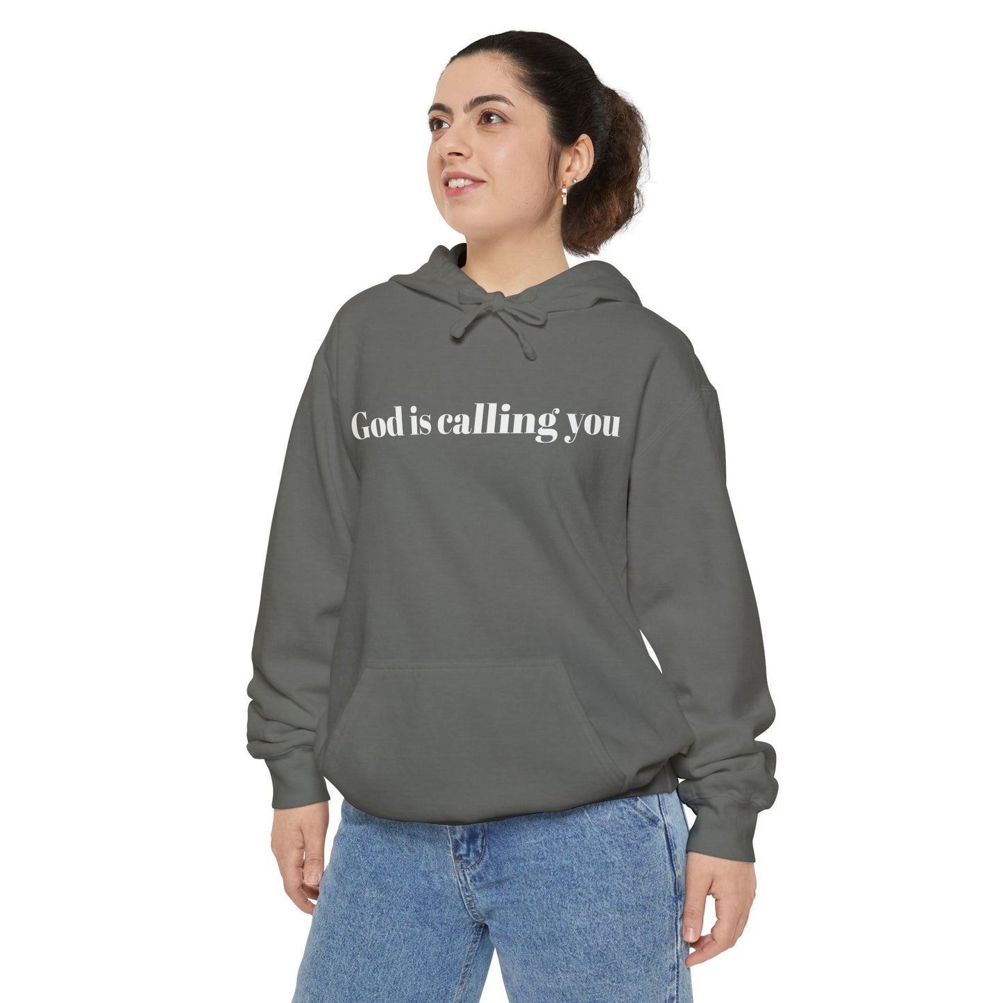 Unisex Garment-Dyed Hoodie - 'God is Calling You' Inspirational Sweatshirt